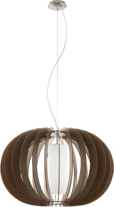 Eglo stellato 3 - hanglamp - 1 lichts - ø700mm. - nikkel-mat - bruin, wit