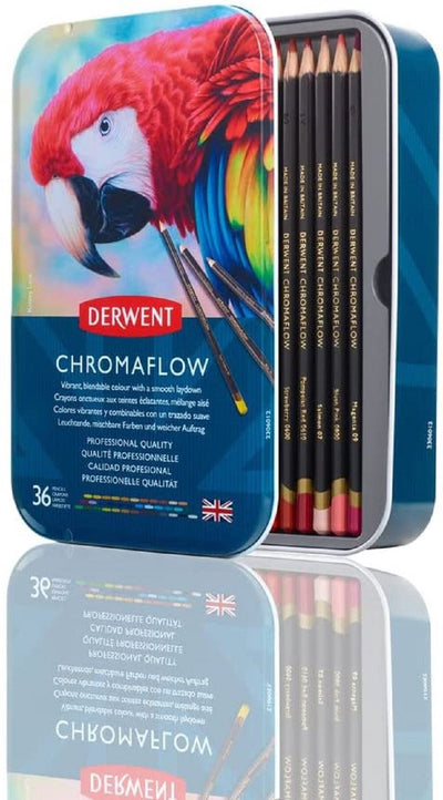 Derwent chromaflow kleurpotloden - assortiment in blik - 3.5mm - 36 stuks