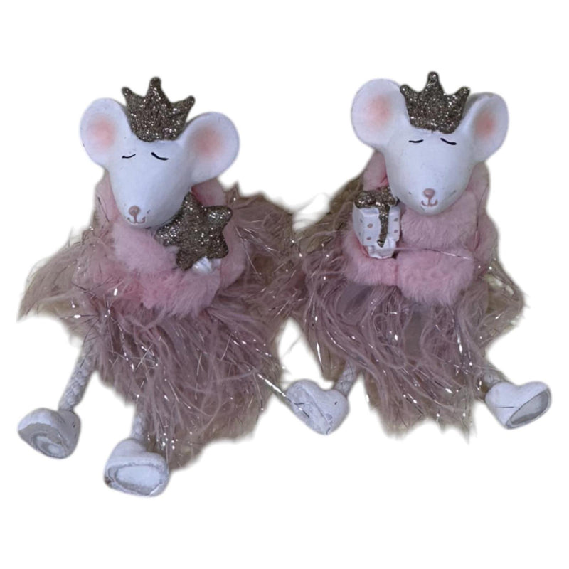 Mansion atmosphere beeld muis met bungelbeentjes 7x6,5x21cm
