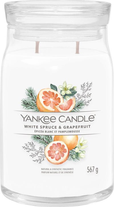 Yankee candle - white spruce grapefruit large jar geurkaars - tot 90 branduren