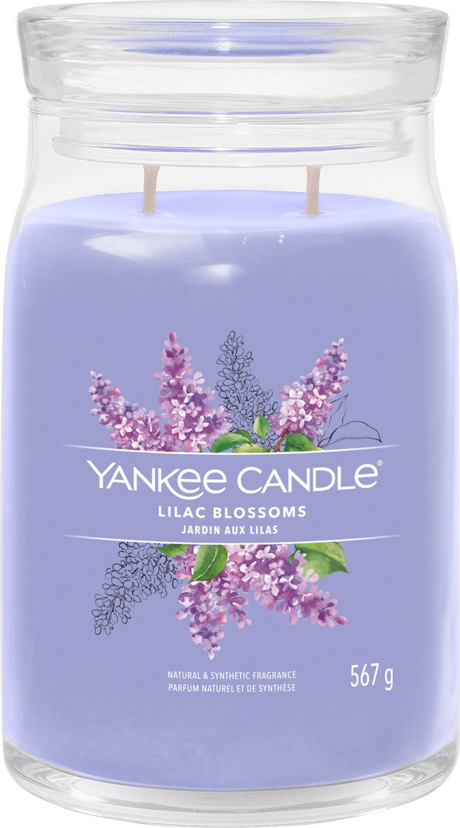 Yankee candle - lilac blossoms large jar geurkaars - 90 branduren - twee lonten