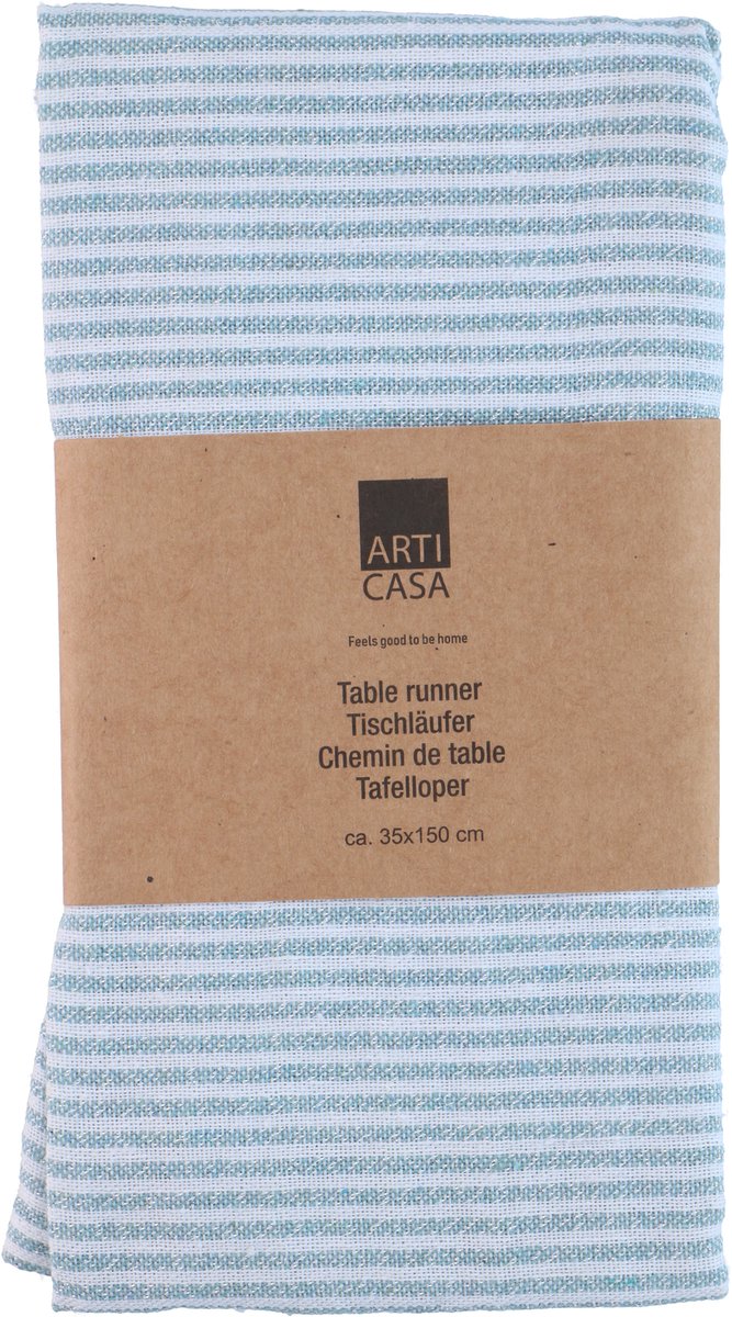 Arti casa table runner stripe lurex blue