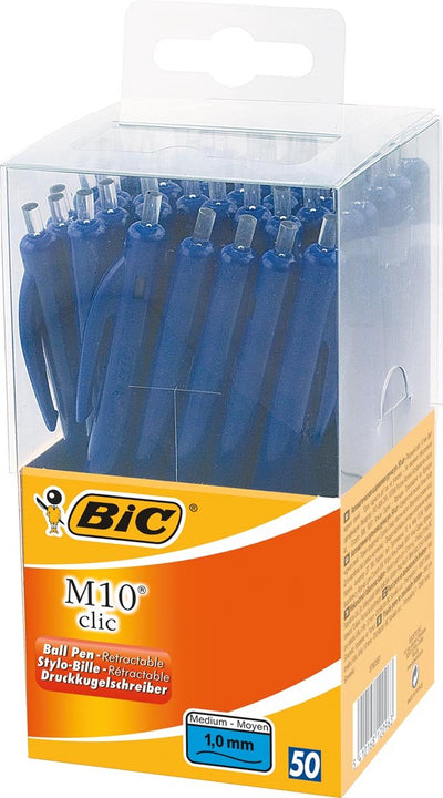 Bic balpen m10 clic medium blauw