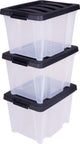 Iris handybox opbergbox - 15l - kunststof - transparant zwart - set van 3