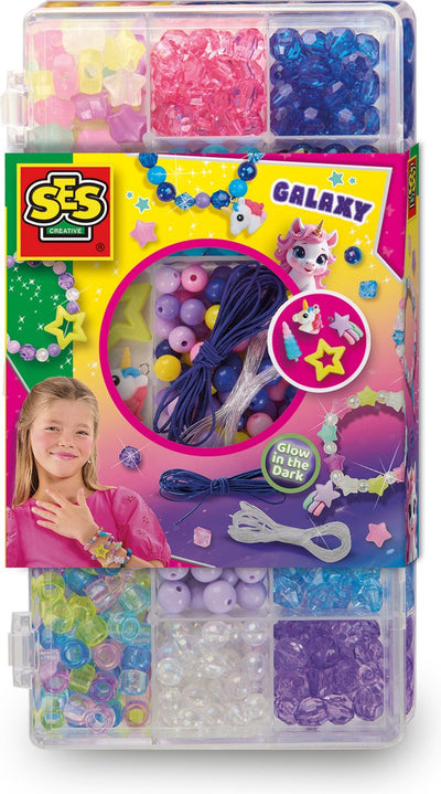 Ses creative galaxy sieraden maken - kralenset met sterkralen - voor meisjes vanaf 3 jaar - schoencadeautjes sinterklaas