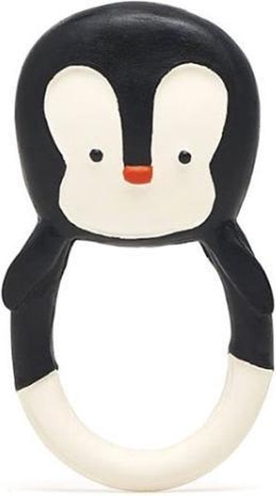 Lanco toys lanco rubberen bijtring - nui the pinguin - zwart - wit