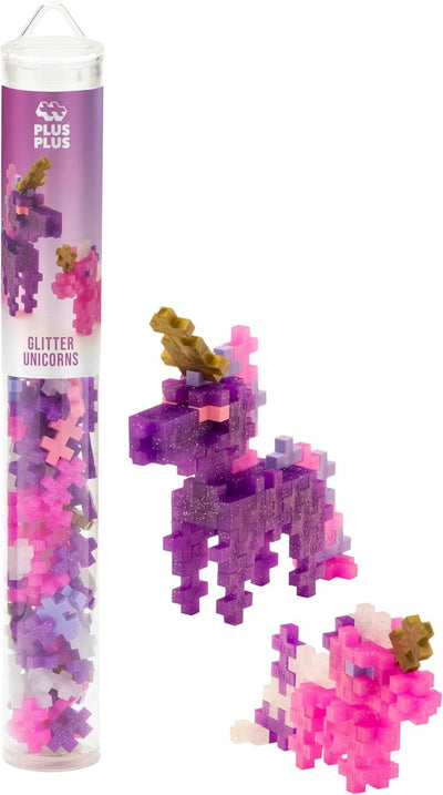 Plus-plus glitter unicorns eenhoorn – 100 delige bouwset – 4373 – bouwspeelgoed – constructiespeelgoed – set met bouwstenen – vanaf 5 jaar