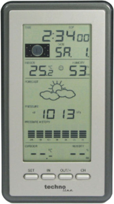 Technoline weerstation - ws 9040-it - 100x178x28mm - zilver grijs - met 1 buitensensor 100m - tl-ws9040-it