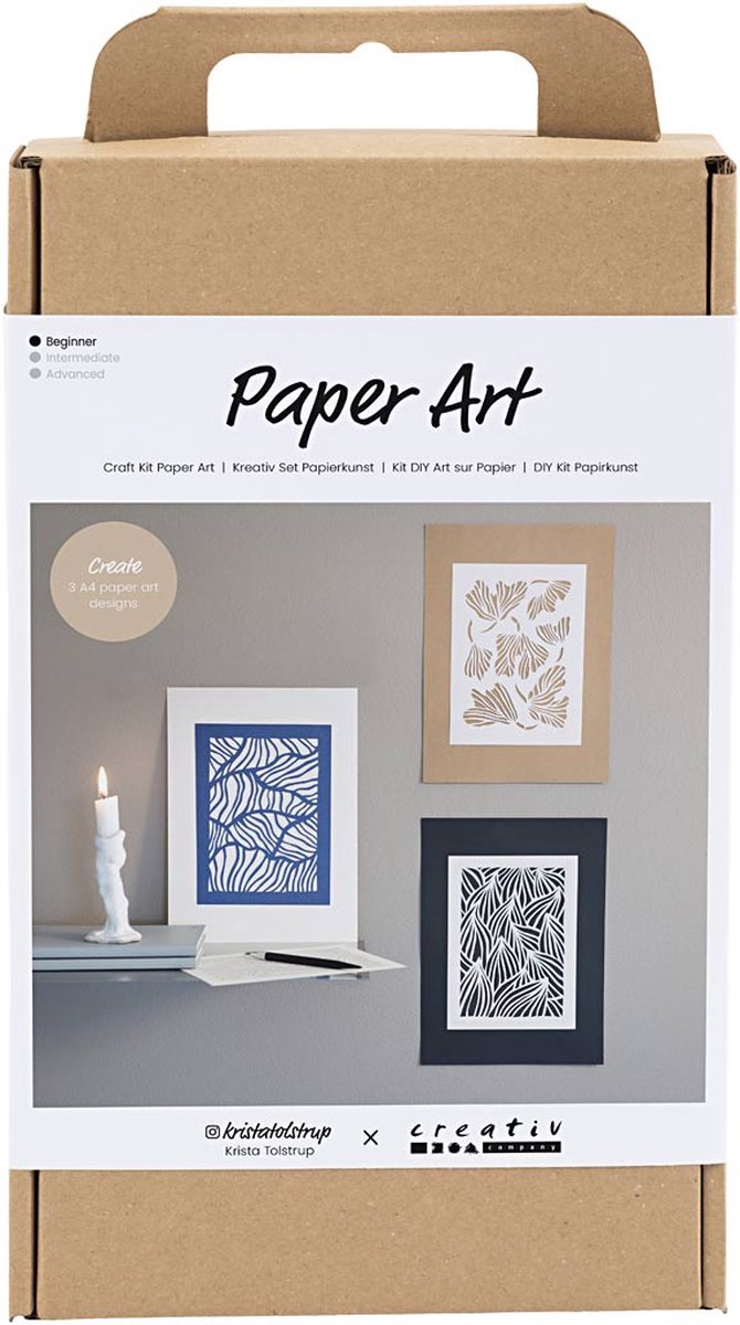 Creativ company cc hobbyset papierkunst - papiersnijden - off white - blauw - zwart