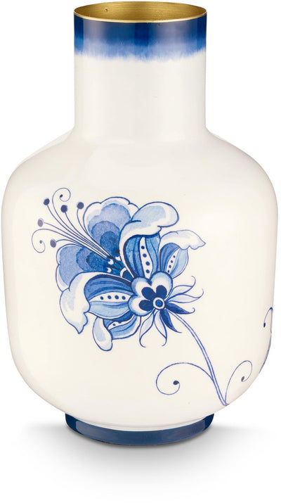 Pip studio vaas pip the blue bird - bloemenvaas van metaal - blauw - 36cm