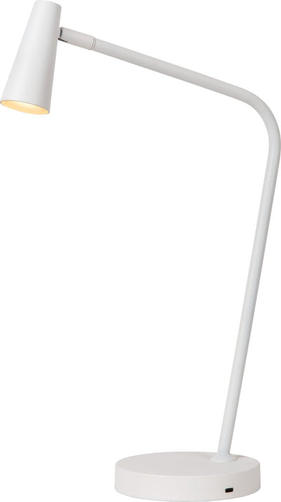 Lucide stirling - oplaadbare bureaulamp - accu batterij - led 3 stepdim - 1x3w 2700k - wit
