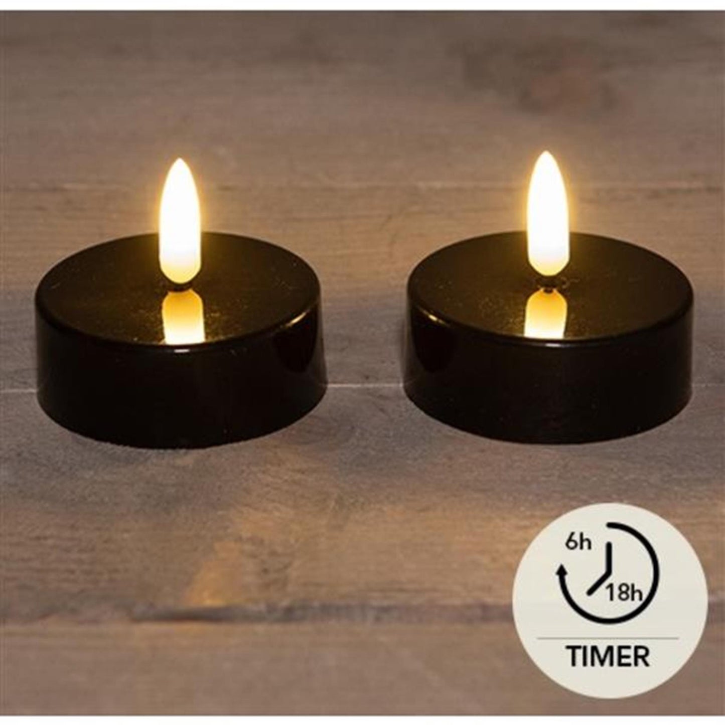 Anna's collection led theelichten jumbo zwart set a 2 ø6cm