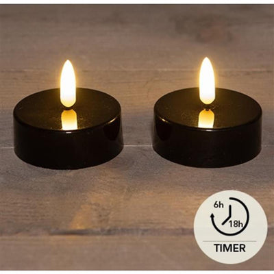 Anna's collection led theelichten jumbo zwart set a 2 ø6cm