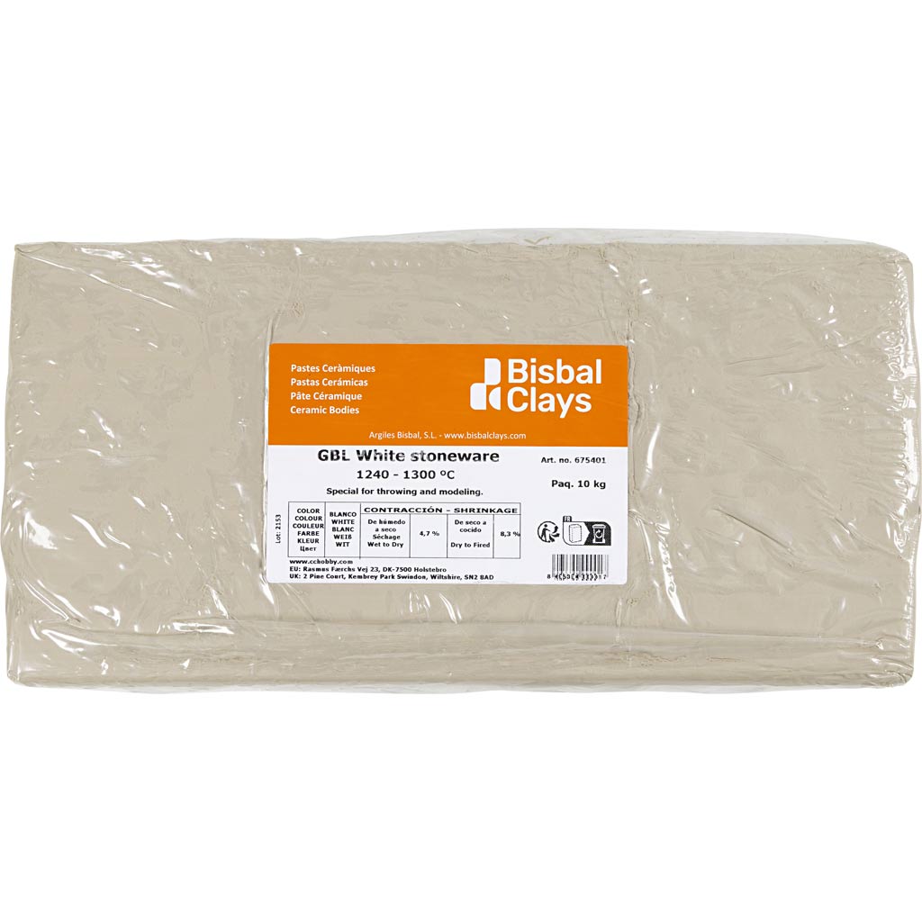 Creativ company witbakkende stoneware klei, 10kg