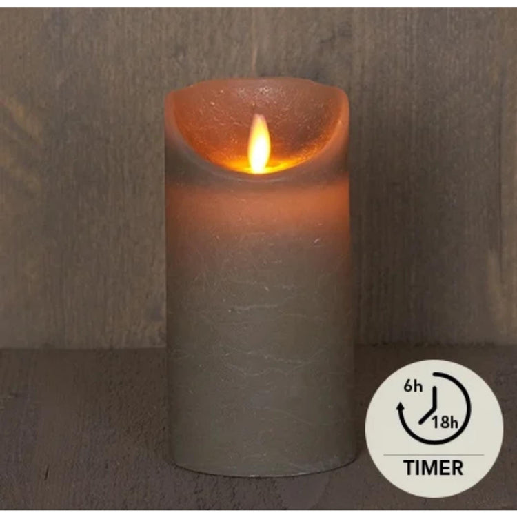 Anna's collection led rustiek stompkaars taupe 7,5x15cm