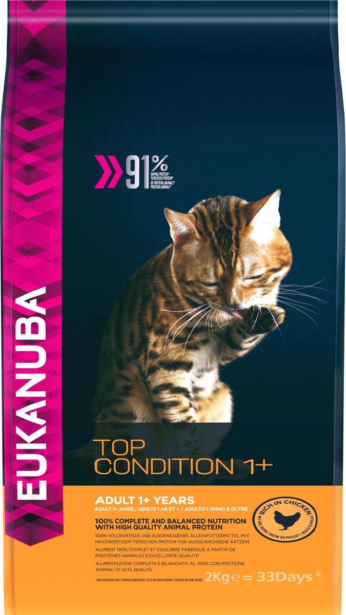 Eukanuba cat adult - top condition 1+ - kip - kattenvoer - 2 kg