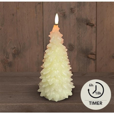 Anna's collection led kaars wax kerstboom ivoor 9,5x20cm
