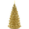 Anna's collection led kaars wax kerstboom 3d vlam op 2xaa batterij met timer 9,5x20cm goud