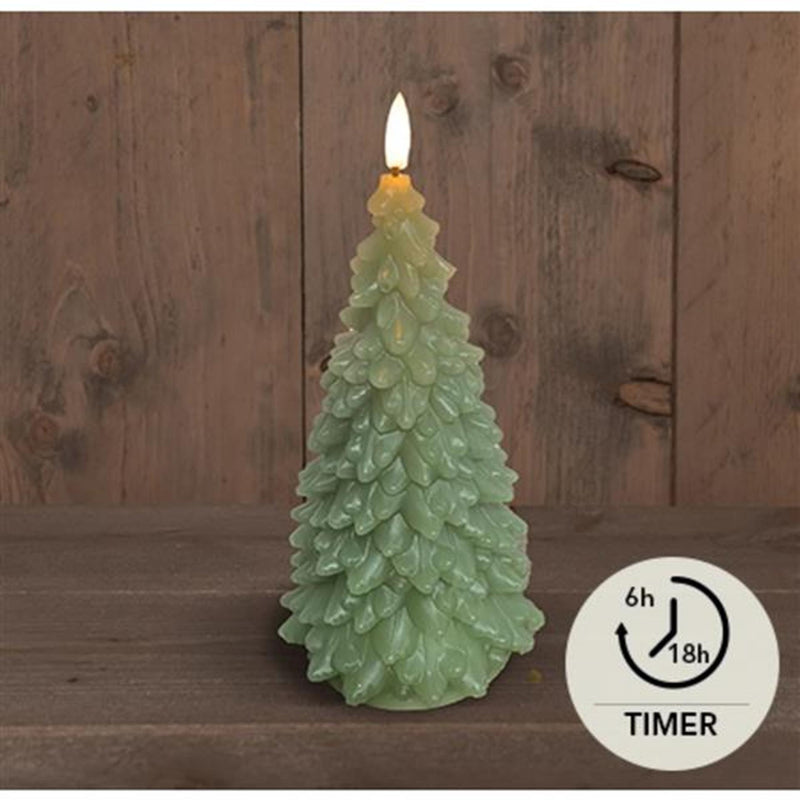 Anna's collection led kaars wax kerstboom groen 9,5x20cm