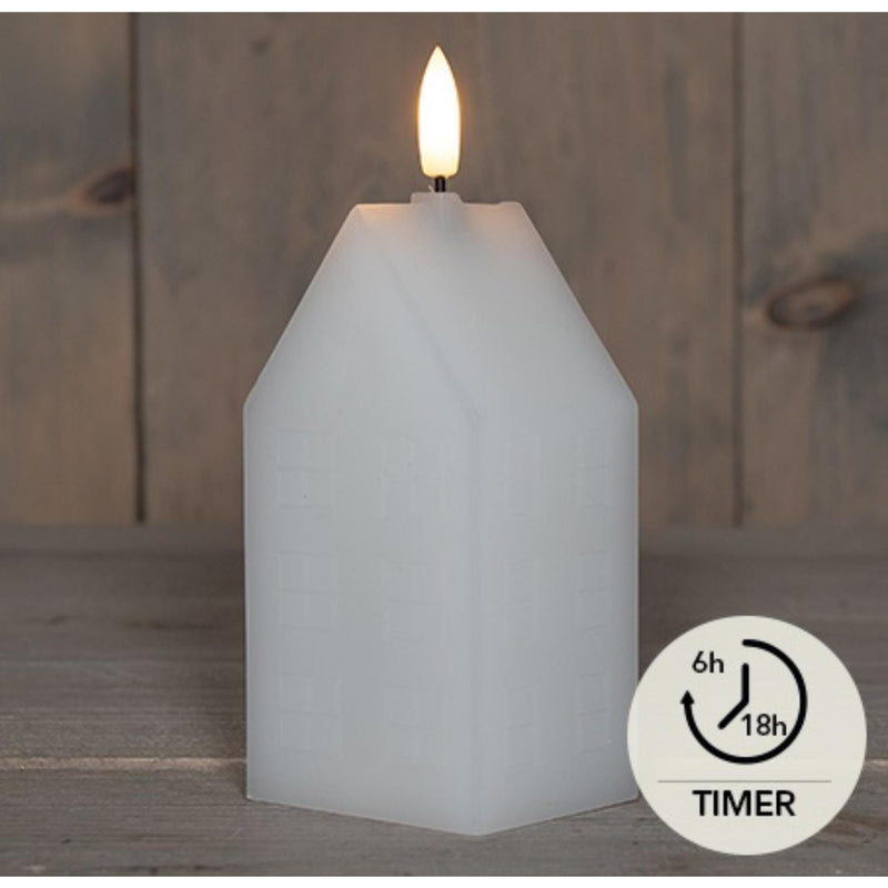 Anna's collection led kaars wax huisje wit 5x6x15cm