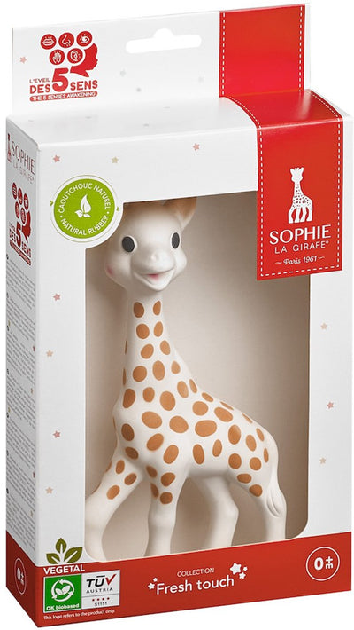 Sophie de giraf - bijtspeeltje - bijtspeelgoed - baby speelgoed - kraamcadeau - babyshower cadeau - in wit rood geschenkdoosje - 100% natuurlijk rubber - vanaf 0 maanden - 17 cm - beige bruin