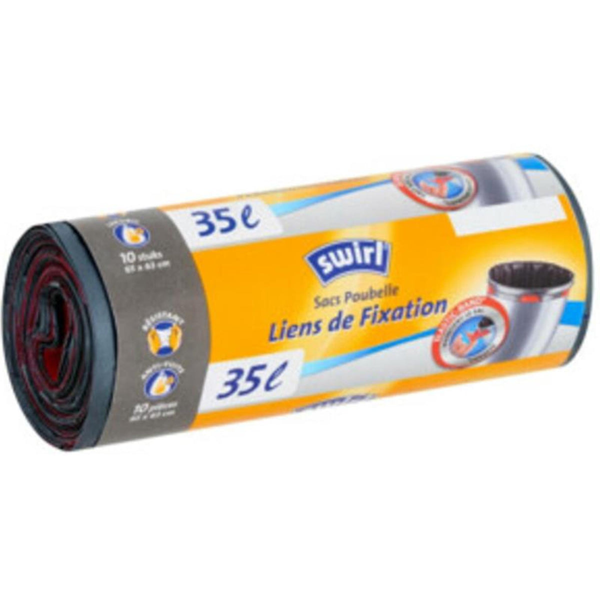 Swirl pedaalemmerzak met elastische fixeerband 35l rol a 10 zakken 650x635mm voor 80% uit gerecycled plastic