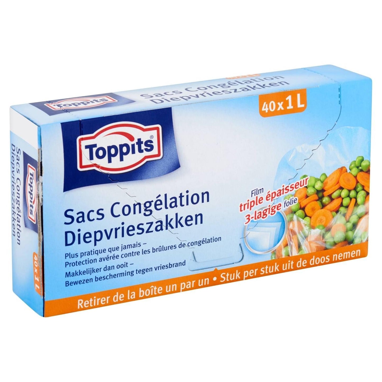 Melitta toppits diepvrieszakjes 1 liter pak a 40 stuks