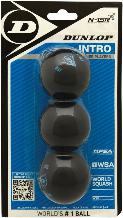 Dunlop intro - squashballen beginner - 3bal blister - zwart