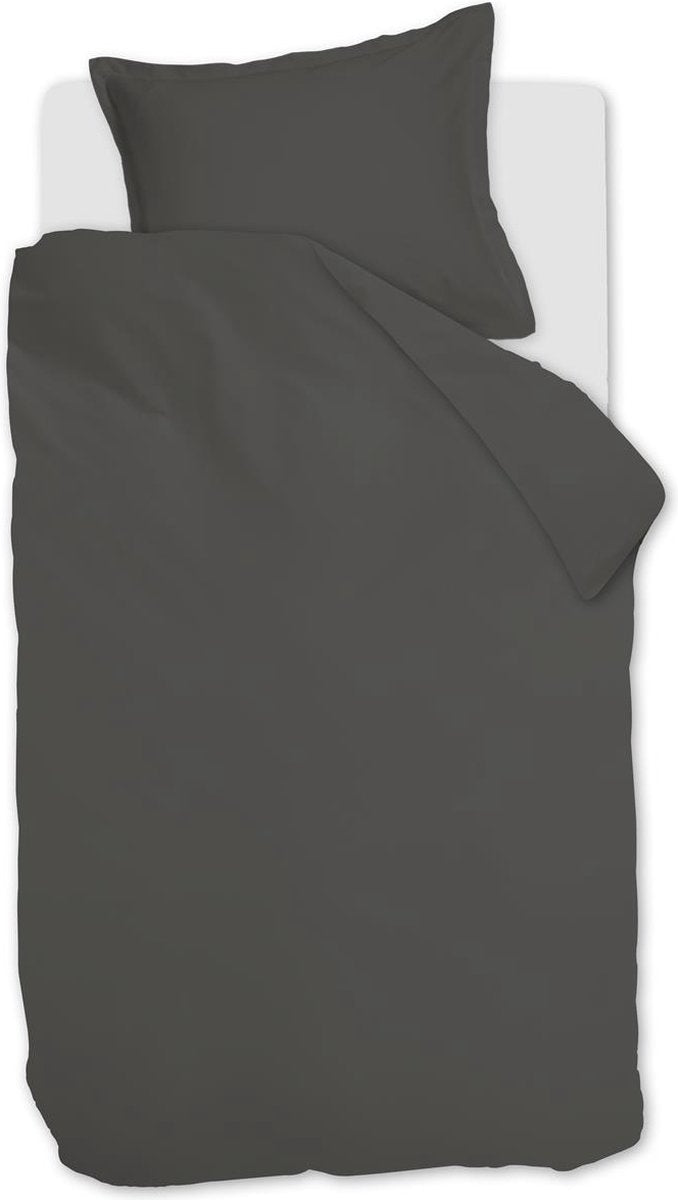 Ambiante satin uni dekbedovertrek - eenpersoons - 140x200 220 cm - donker grijs