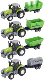 Lobbes speelgoed bv die-cast groene trekker met aanhanger en pull-backfunctie - afbeelding 1