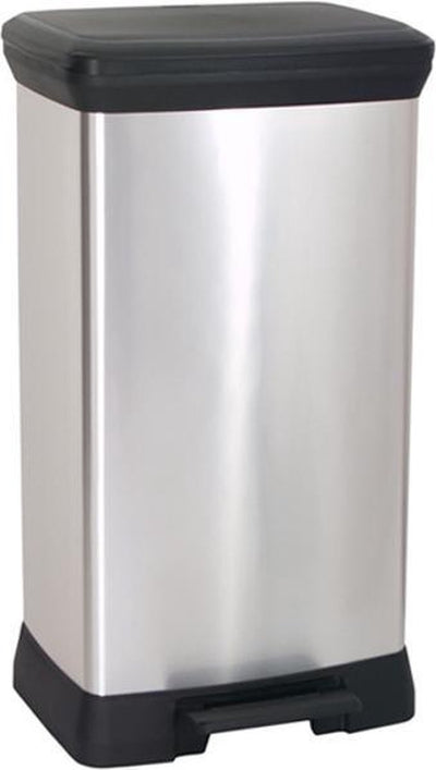 Curver vuilnisbak met pedaal - plastic - 50 liter - zwart zilver