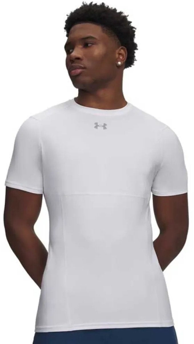 Under armour ua hg elite fitted ss-wht heren sportshirt - wit - reflective