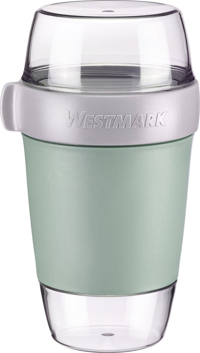 Westmark lunchpot, groot, met 3 lekvrije compartimenten: 350 ml + 600 ml + 200 ml, kunststof, natuurlijk bpa-vrij, mintgroen grijs helder, 5287226m