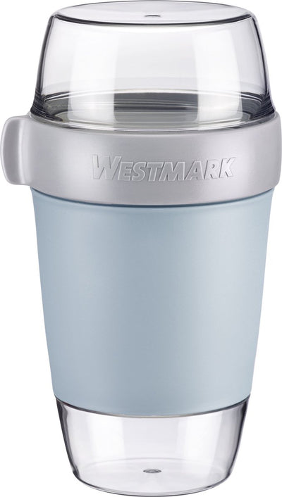 Westmark lunchpot, groot, met 3 lekvrije compartimenten: 350 ml + 600 ml + 200 ml, kunststof, natuurlijk bpa-vrij, blauw grijs helder, 5287226b