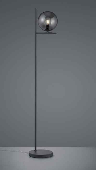 Trio pure - vloerlamp - antraciet - excl. 1x e14 28w - rookkleurige glas