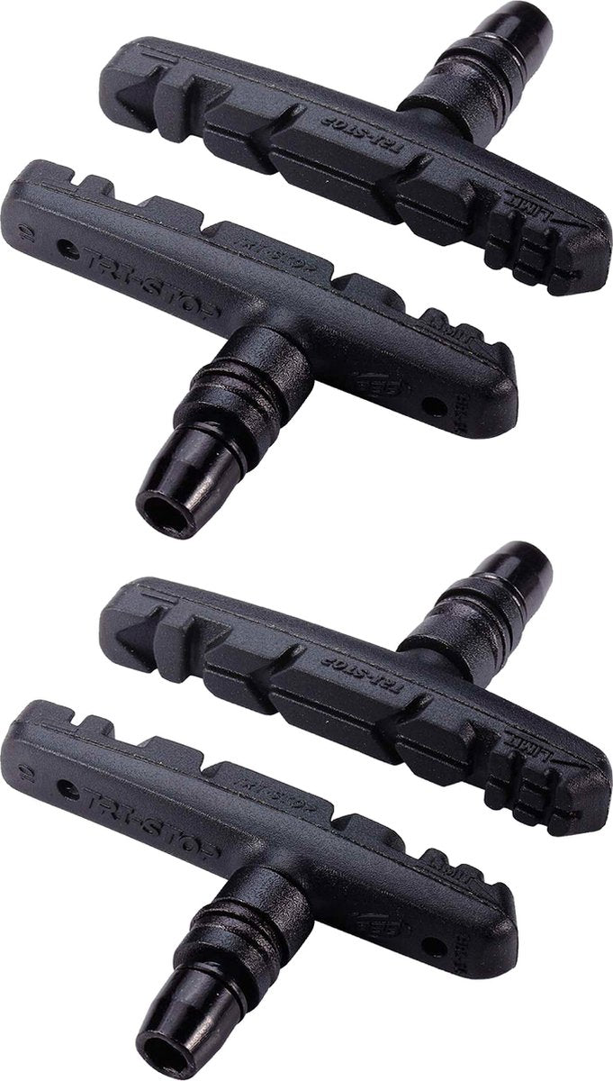 Bbb cycling remblokjes fiets - tristop - velgrem - voor stadsfiets mountainbike - shimano compatibel - v-brake remblokken - zwart - bbs-16
