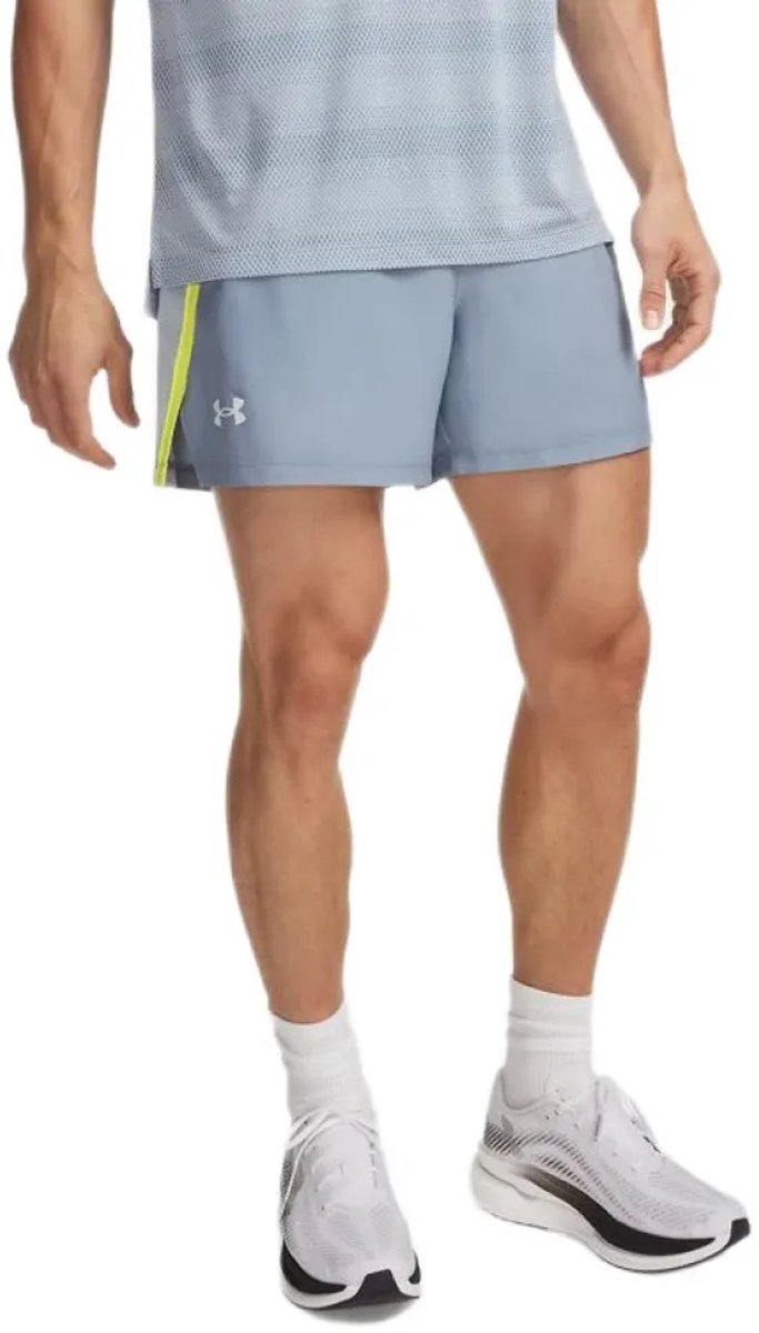 Under armour ua launch 5'' shorts-blu heren sportbroek - blauw wind flash light reflective