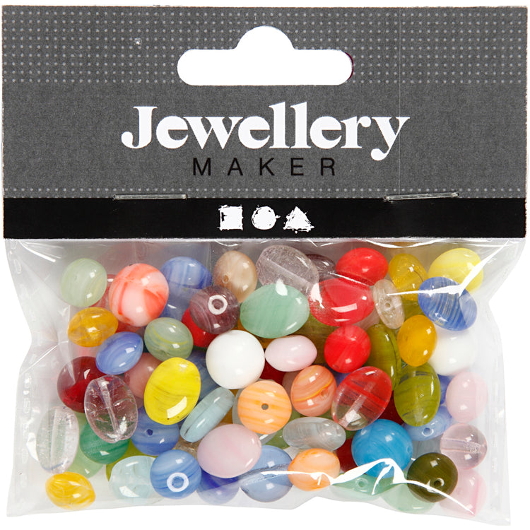 Creativ company glazen kralen divers rond, ovaal, cirkel, 60 gram