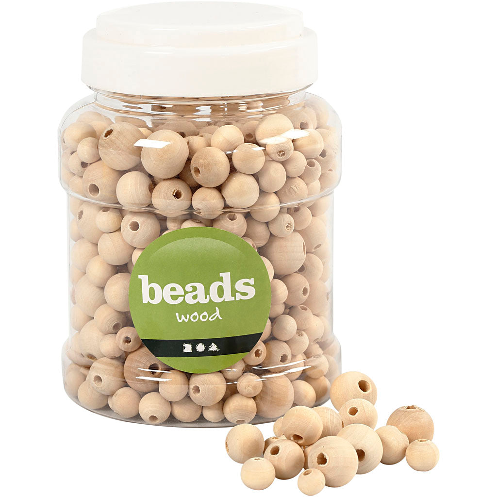 Creativ company houten kralen naturel, 530st.