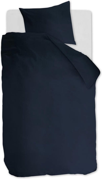 Ambiante cotton uni dekbedovertrek - effen - eenpersoons - 140x200 220 - donker blauw