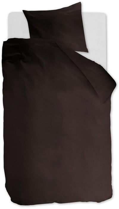 Ambiante cotton uni dekbedovertrek - effen - eenpersoons - 140x200 220 cm - bruin