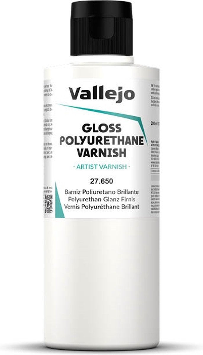 Vallejo hobbyverf - 27650 glanzend polyurethane vernis - verf flesje - 200 ml