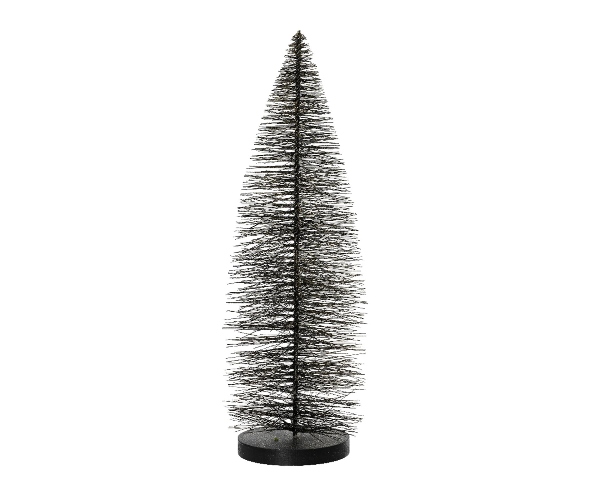 Decoris decoratief kerstboom borstel van kunststof zwart dia7x20cm