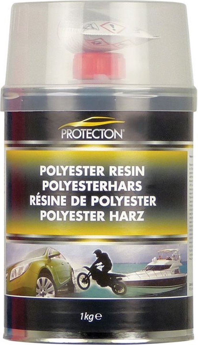 Protecton polyesterhars - voor herstellen en dichten van gaten – toepasbaar op van staal, aluminium, hout, beton en polyester - elastisch en bestand tegen chemicaliën - uitstekende hechting - met tube verharder - 1kg