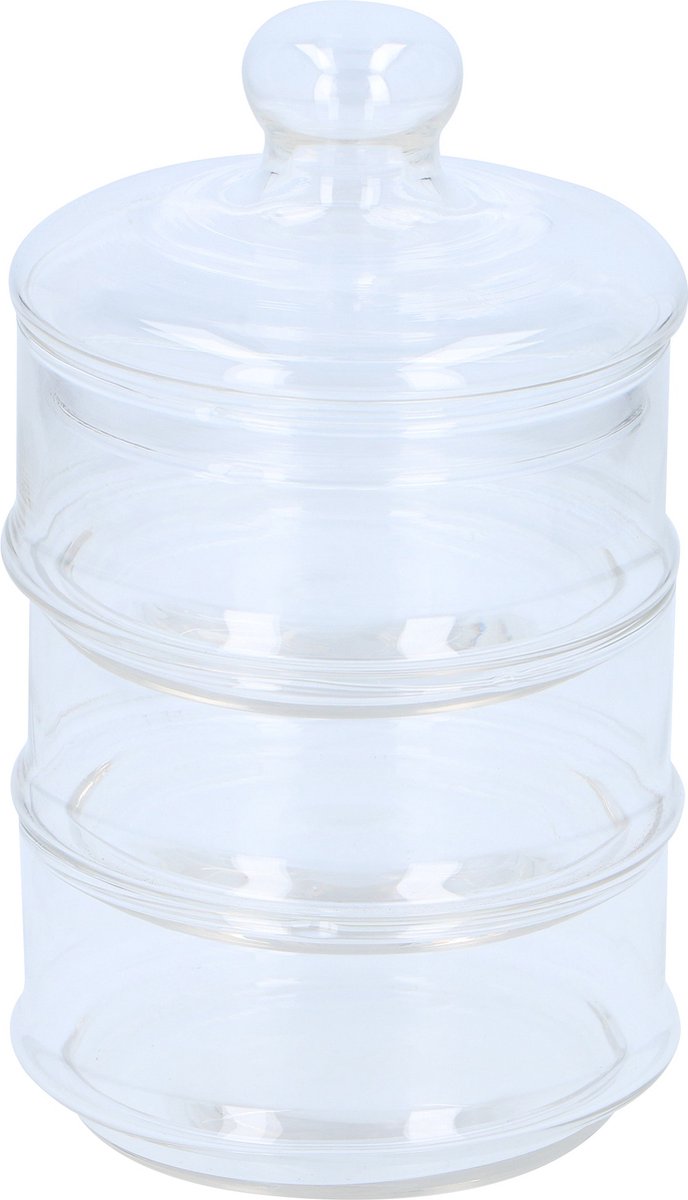 Alpina kitchen home alpina – voorraadpot – 3-laags – transparant – kleurloos – ø12x23cm met deksel snoeppot