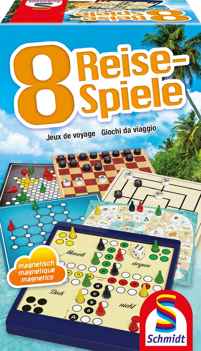 Schmidt ® - bordspel - reisspelletjes - 8 spellen - spellenverzameling - geschikt voor kinderen vanaf 6 jaar - 1-4 spelers