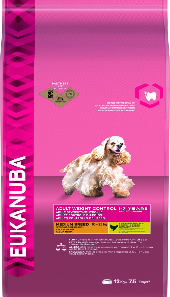 Eukanuba dog adult - medium breed - kip - hondenvoer - 12 kg