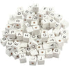 Creativ company letterkralen, a-z, , #, ? en blanco, afm 8x8 mm, gatgrootte 3 mm, wit, 96 div 1 doos