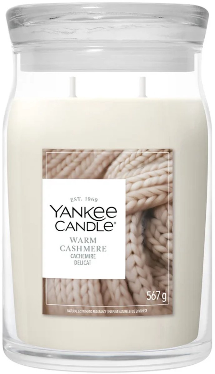Yankee candle - warm cashmere large jar geurkaars - 90 branduren - twee lonten