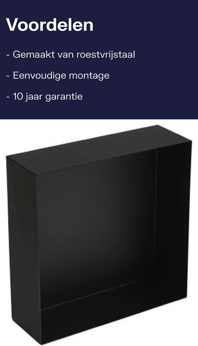 Plieger inbox inbouwnis - opbouwnis - rvs - 30x30x10 cm - matzwart